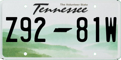 TN license plate Z9281W
