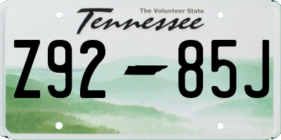 TN license plate Z9285J
