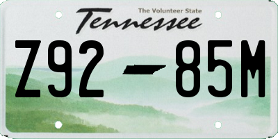TN license plate Z9285M