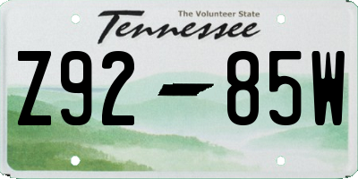 TN license plate Z9285W