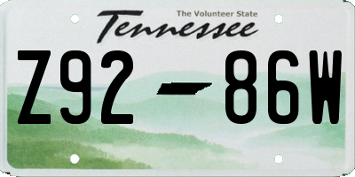 TN license plate Z9286W