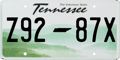 TN license plate Z9287X