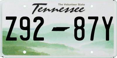TN license plate Z9287Y