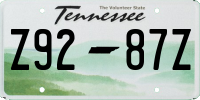 TN license plate Z9287Z