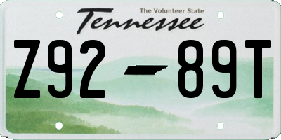 TN license plate Z9289T