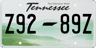 TN license plate Z9289Z