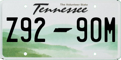 TN license plate Z9290M