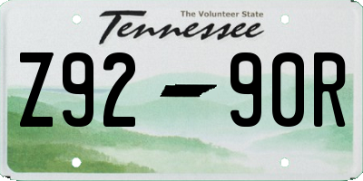 TN license plate Z9290R