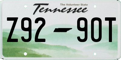 TN license plate Z9290T
