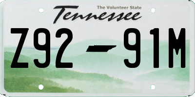 TN license plate Z9291M
