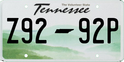 TN license plate Z9292P
