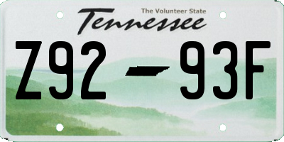 TN license plate Z9293F