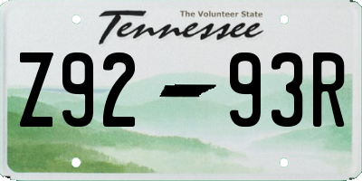 TN license plate Z9293R