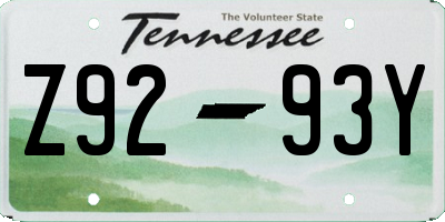 TN license plate Z9293Y