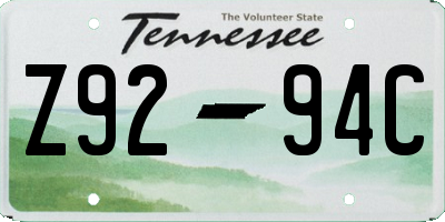 TN license plate Z9294C