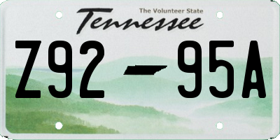 TN license plate Z9295A