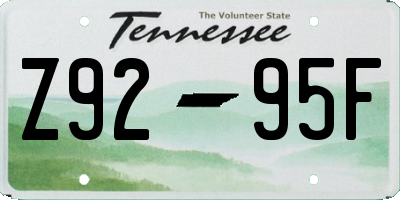 TN license plate Z9295F