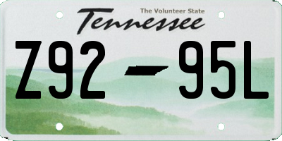 TN license plate Z9295L