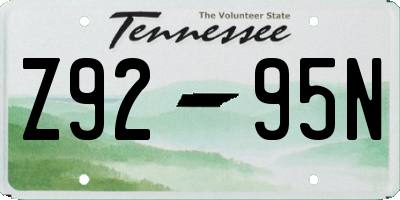 TN license plate Z9295N