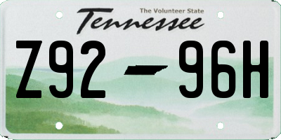 TN license plate Z9296H