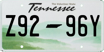 TN license plate Z9296Y