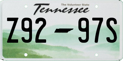 TN license plate Z9297S