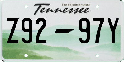TN license plate Z9297Y