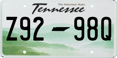 TN license plate Z9298Q