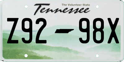 TN license plate Z9298X
