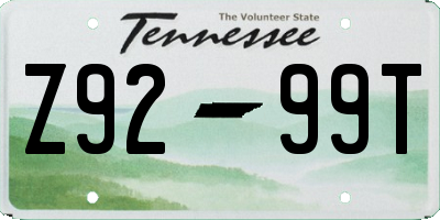 TN license plate Z9299T