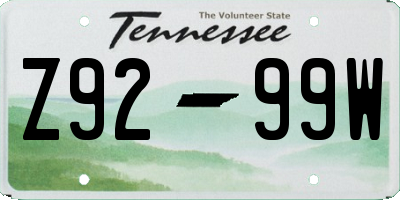 TN license plate Z9299W