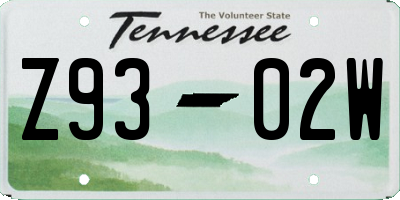 TN license plate Z9302W