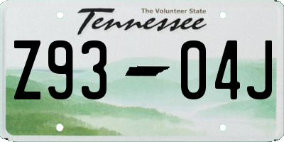 TN license plate Z9304J