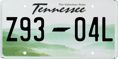 TN license plate Z9304L
