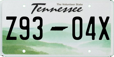 TN license plate Z9304X
