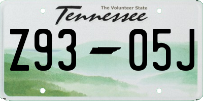 TN license plate Z9305J
