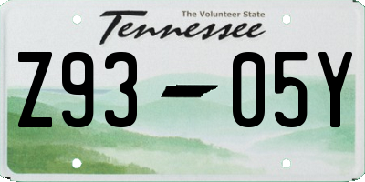 TN license plate Z9305Y