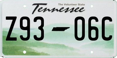 TN license plate Z9306C