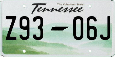 TN license plate Z9306J