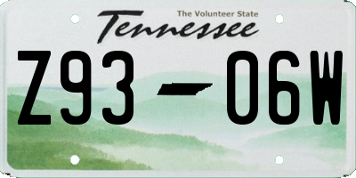 TN license plate Z9306W