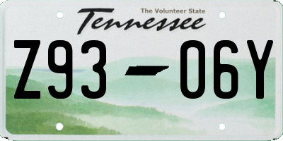 TN license plate Z9306Y