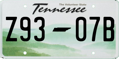 TN license plate Z9307B