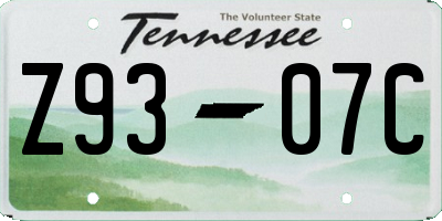 TN license plate Z9307C