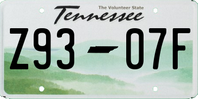 TN license plate Z9307F