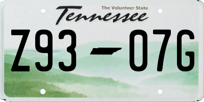 TN license plate Z9307G