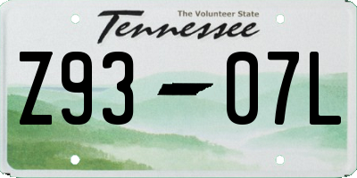 TN license plate Z9307L