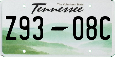 TN license plate Z9308C