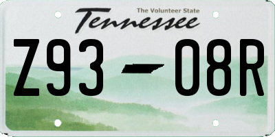 TN license plate Z9308R