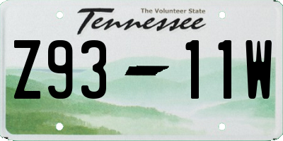 TN license plate Z9311W