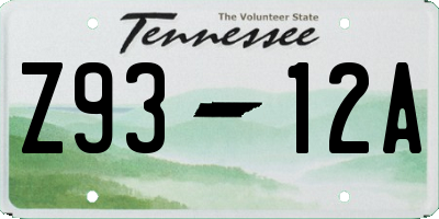 TN license plate Z9312A
